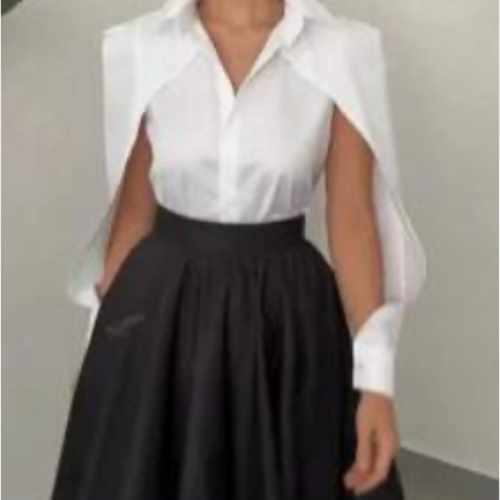 SHEIN White Cape Blouse